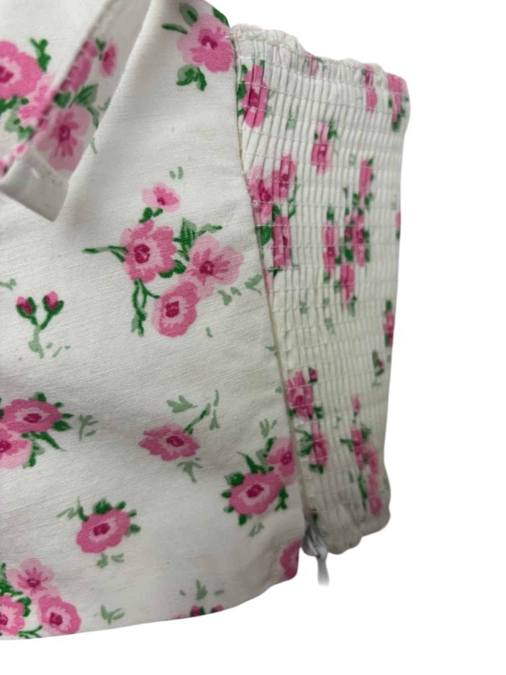 Zara Bustier Crop Top Smocked Floral White Pink Size S Coquette Cottagecore - Picture 5 of 10